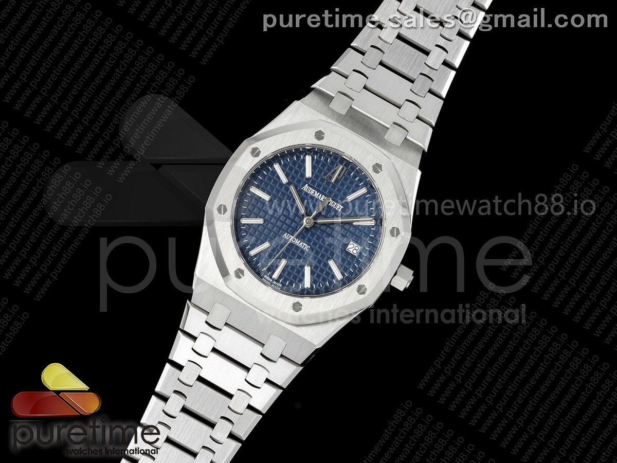 Royal Oak 39mm 15300 SS ZF 1:1 Best Edition Blue Textured Dial on SS Bracelet SA3120 Super Clone