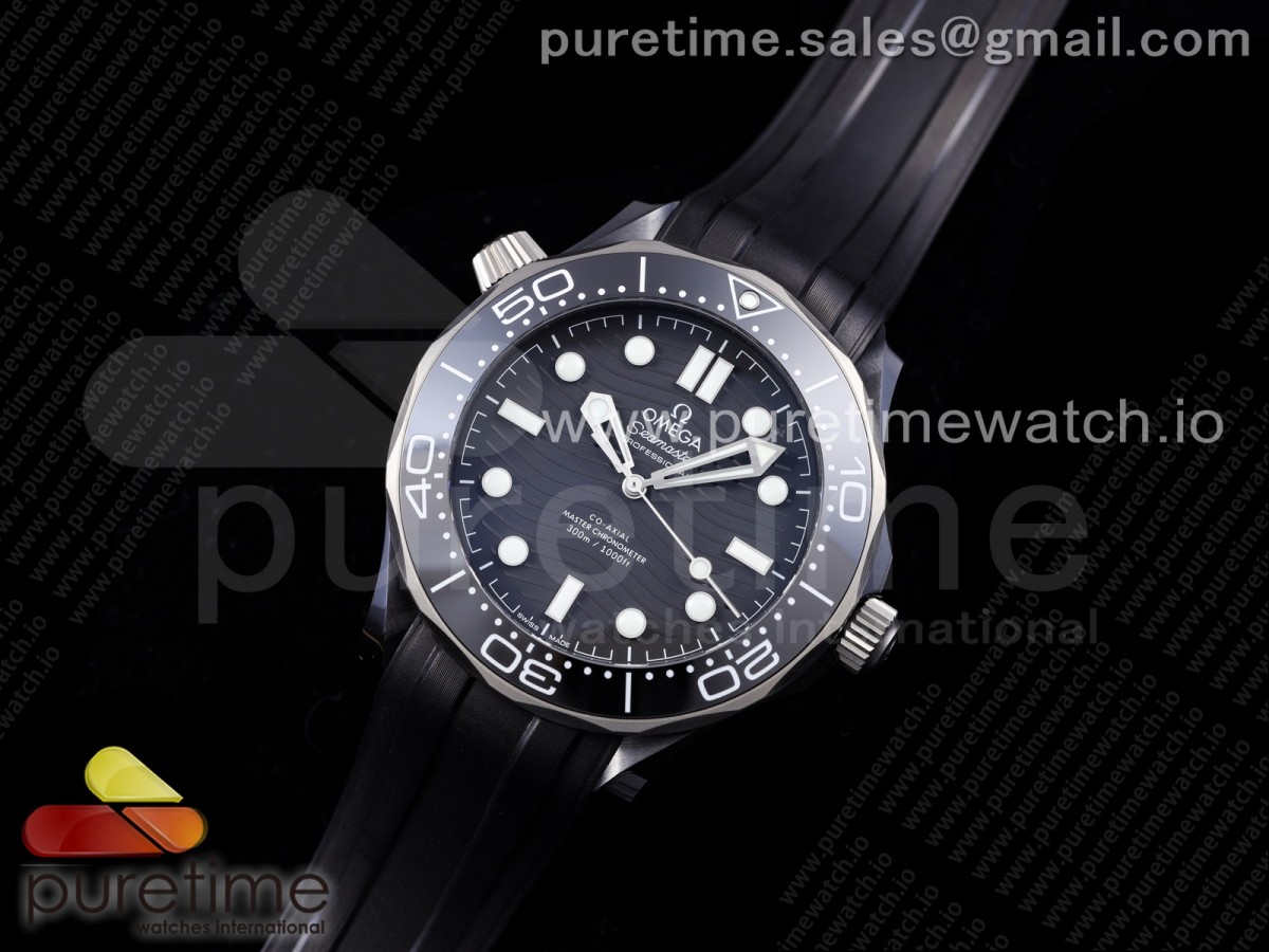 Seamaster 300m 43.5mm Black Ceramic VSF 1:1 Best Edition on Black Rubber Strap A8806