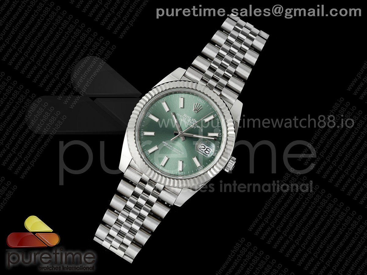 DateJust 41 126334 RICH 1:1 Best Edition Mint Green Stick Dial on Jubilee Bracelet JH3235 (Free Sprung)